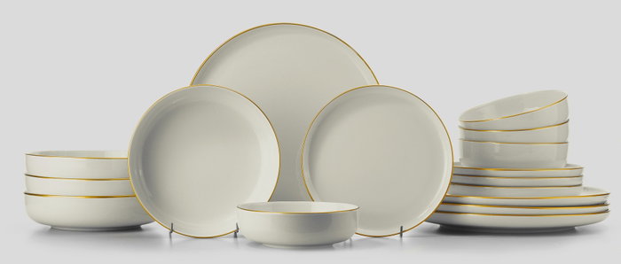 Hermia Vajilla de Porcelana MOD16YSA45R520, 16 Piezas, Multicolor